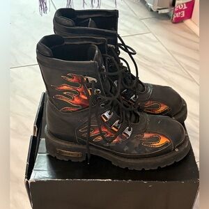 Element Black Leather Boots with Metal Accent